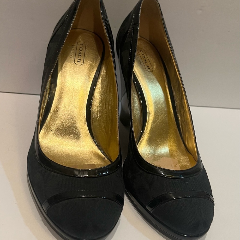 Coach Black and Gold Women's Wedge Heels